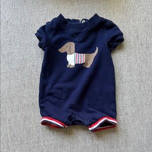 Janie and Jack Navy Blue Kids One Piece with Dachshund Design